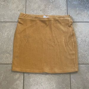 yellow stretchy corduroy pencil skirt